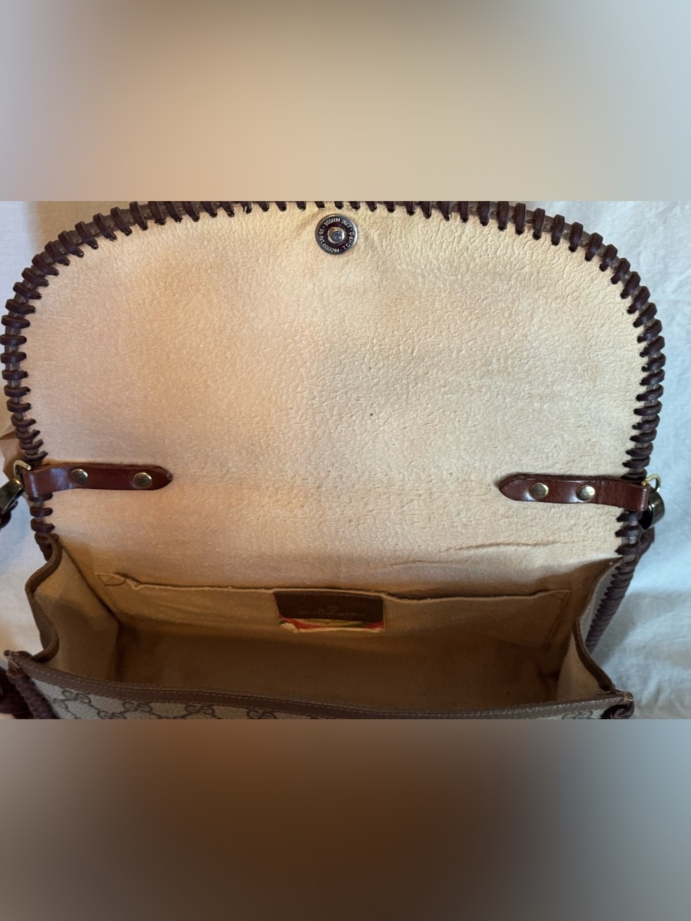 Gucci Beige GG Supreme Canvas Crossbody with Brown Braided Trim - Picture 9 of 12